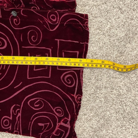 Vintage Chico's Design Red Velvet Button Up Top with Etched Design‎ - Picture 10 of 10